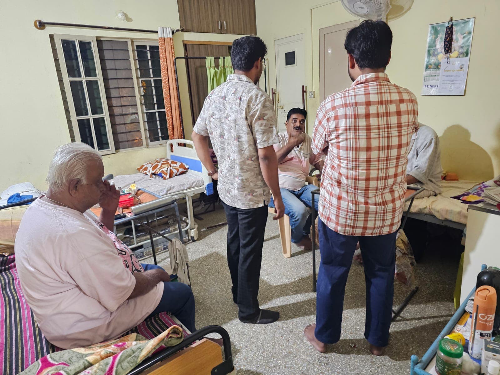 Dost team members talking with residents during a live testing session at an old-age home in Bengaluru